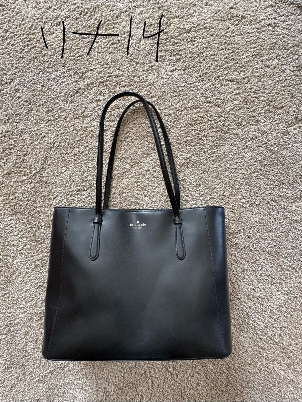 kate spade Black Leather Double-Handle Tote